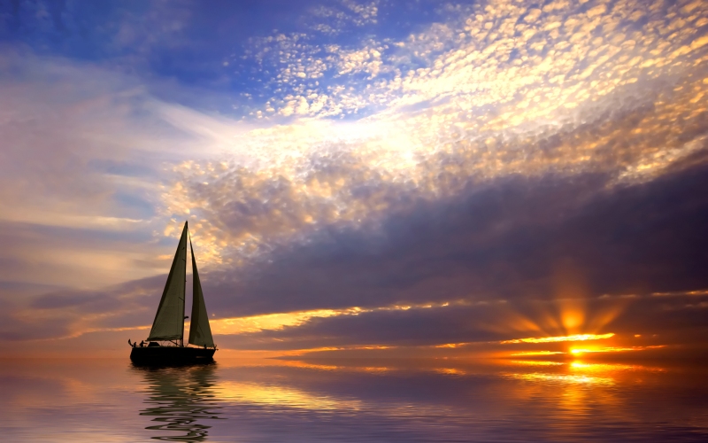 the-boat-sailboat-sunset-clouds-sky-sea-ocean